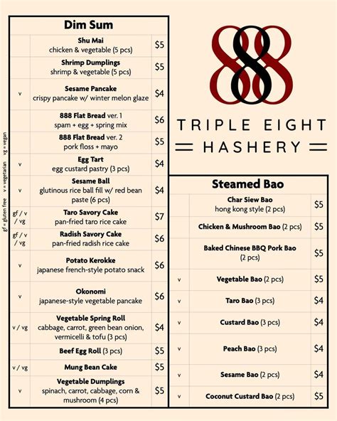 triple 888 menu.